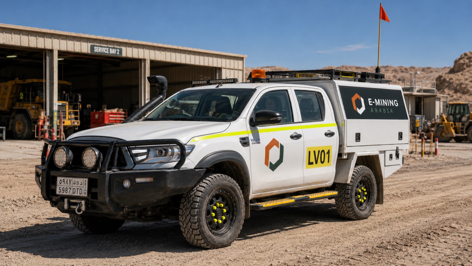E-Mining Arabia support vehicle at a mine site
